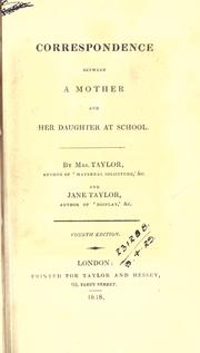 Cover of: Correspondence between a mother and her daughter at school