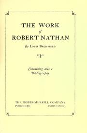 Cover of: The work of Robert Nathan by Louis Bromfield
