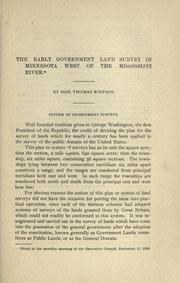 Cover of: The early government land survey in Minnesota west of the Mississippi River by Simpson, Thomas
