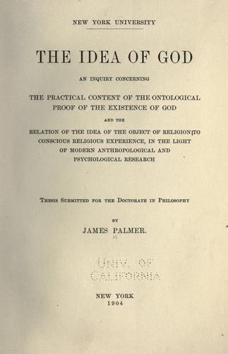 The idea of God by Palmer, James.
