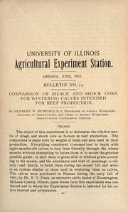 Cover of: Comparison of silage and shock corn for wintering calves intended for beef production by Herbert Windsor Mumford