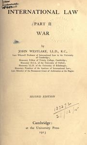 Cover of: International law. by John Westlake