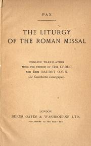 Cover of: The liturgy of the Roman missal