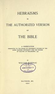 Cover of: Hebraisms in the authorized version of the Bible.