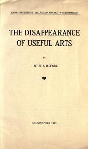 Cover of: disappearance of useful arts