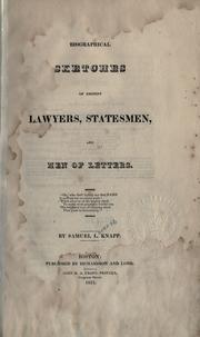 Cover of: Biographical sketches of eminent lawyers, statesmen, and men of letters ...