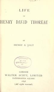 Cover of: Life and writings of Henry David Thoreau