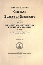 Cover of: Jewelers' and silversmiths' weights and measures.