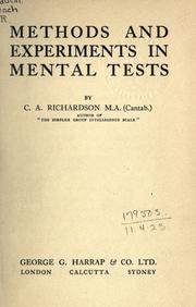 Cover of: Methods and experiments in mental tests