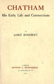 Cover of: Chatham: his early life and connections.