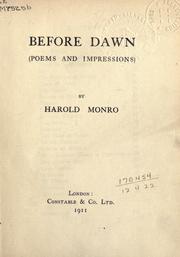 Cover of: Before dawn: (poems and impressions)