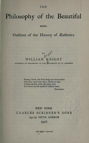 Cover of: The philosophy of the beautiful ... by William Angus Knight