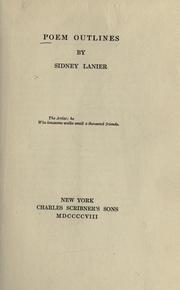 Cover of: Poem outlines by Sidney Lanier