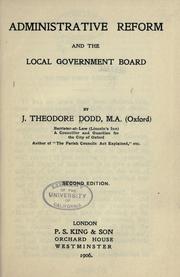 Cover of: Administrative reform and the Local Government Board