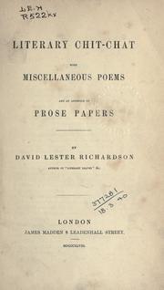 Cover of: Literary chit-chat: with miscellaneous poems and an appendix of prose papers
