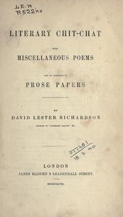 Cover of: Literary chit-chat by David Lester Richardson