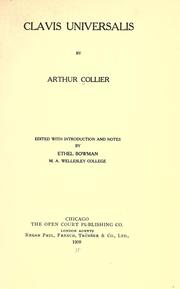 Cover of: Clavis universalis by Arthur Collier
