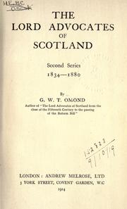 Cover of: lord advocates of Scotland.: 2d series, 1834-1880.