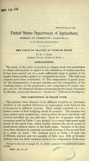 Cover of: The value of peaches as vinegar stock. by Gore, Herbert Charles.