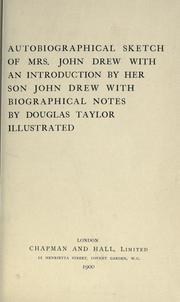 Cover of: Autobiographical sketch of Mrs. John Drew