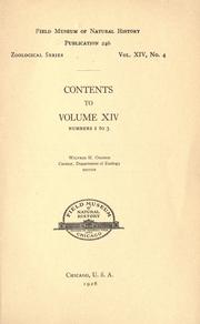 Cover of: Contents [and index] to volume 14, numbers 1 to 3, Zoological series