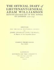 Cover of: The official diary of Lieutenant-General Adam Williamson by Adam Williamson