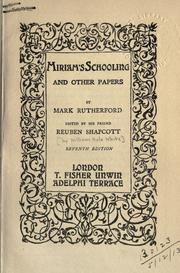 Cover of: Miriam's schooling and other papers