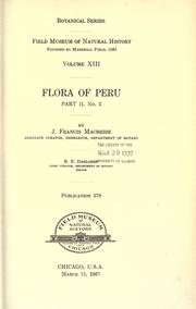 Cover of: Flora of Peru by J. Francis Macbride