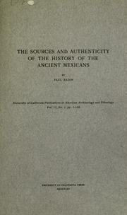 Cover of: The sources and authenticity of the history of the ancient Mexicans