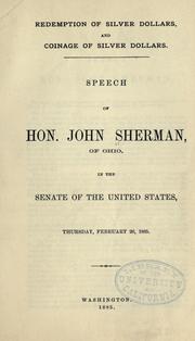 Cover of: Redemption of silver dollars, and coinage of silver dollars. by John Sherman