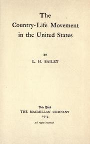 Cover of: The country-life movement in the United States