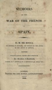 Cover of: Memoirs of the war of the French in Spain. by Albert Jean Michel Rocca