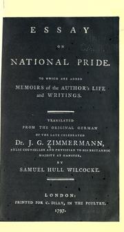 Cover of: Essay on national pride. by Johann Georg Zimmermann