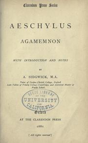 Cover of: Aeschylus, Agamemnon by Aeschylus