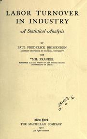 Cover of: Labor turnover in industry: a statistical analysis.