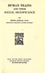 Cover of: Human traits and their social significance. by Irwin Edman, Irwin Edman