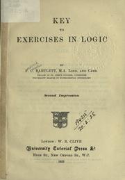 Cover of: Key to exercises in logic. by Bartlett, Frederic C. Sir, Bartlett, Frederic C. Sir