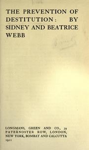 Cover of: The prevention of destitution