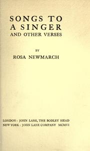 Cover of: Songs to a singer: and other verses.