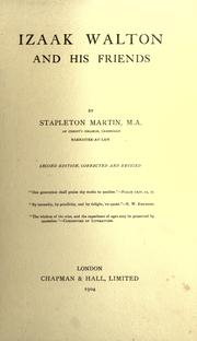 Cover of: Izaak Walton and his friends by Stapleton Martin