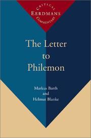 Cover of: The letter to Philemon | Markus Barth