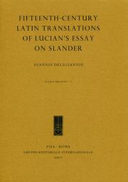 Cover of: Fifteenth-century Latin translations of Lucian's essay on slander