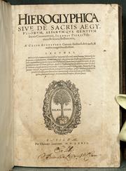 Cover of: Hieroglyphica sive de sacris Aegyptiorum