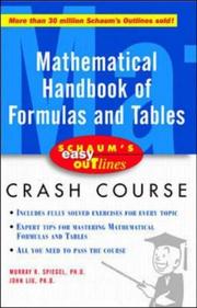 Cover of: Schaum's Easy Outline of Mathematical Handbook of Formulas and Tables by Murray R. Spiegel, John Liu