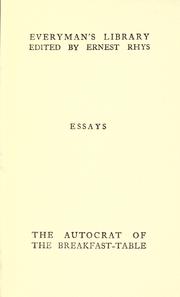 Cover of: The autocrat of the breakfast table by Oliver Wendell Holmes, Sr.