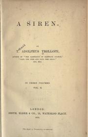 Cover of: A siren. by Thomas Adolphus Trollope