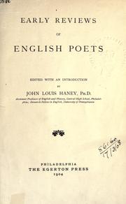 Cover of: Early reviews of English poets. by John Louis Haney