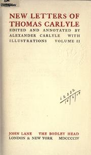 Cover of: New letters.: Edited and annotated by Alexander Carlyle.