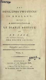 Cover of: devil upon two sticks in England, being a continuation of Le diable Boiteux of Le Sage.