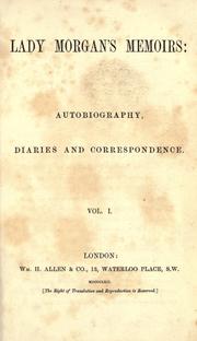 Cover of: Lady Morgan's memoirs by Lady Morgan